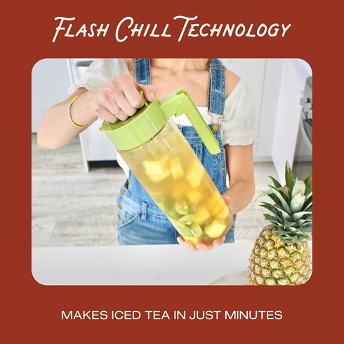 Takeya 2 Quart Flash Chill Iced Tea Maker, Airtight & Durable Jug, Raspberry