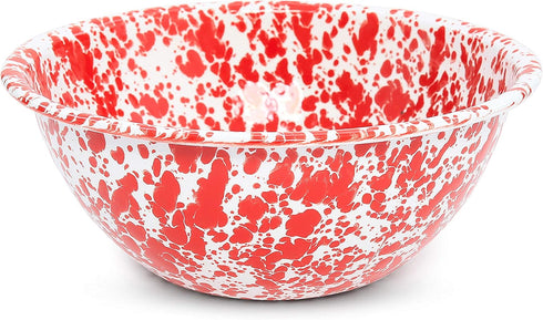 Crow Canyon Home Enamelware Serving Bowl - 1.5 quart, Red/White Splatter