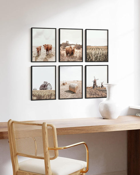 HAUS AND HUES Highland Cow Art, Farmhouse Wall Decor - Unframed Cow Painting and Prints