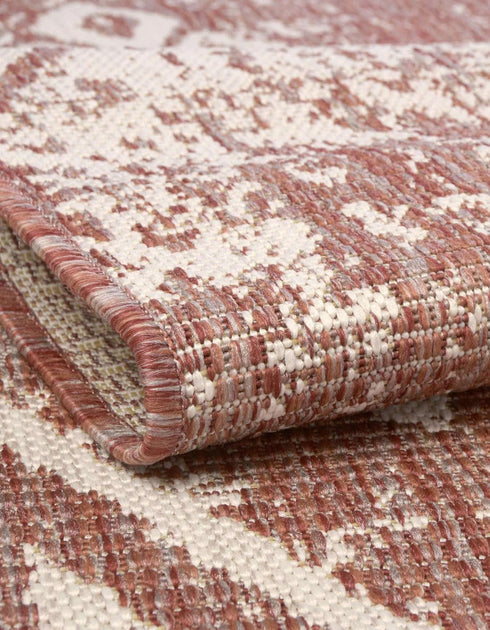 Unique Loom Outdoor Bohemian Collection Area Rug, Anthro, 2' x 5' 1" Runner, Rust Red/Ivory