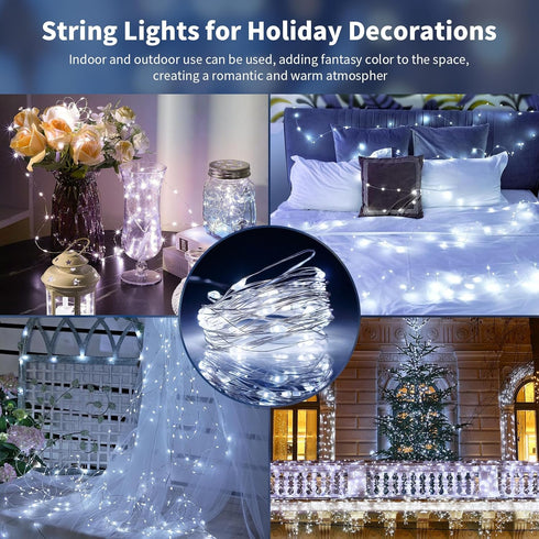 7.2ft 20 (6 Pack) TingMiao Cool White Fairy String Lights Battery Operated LED Starry Lights LEDs Silvery Copper Wire