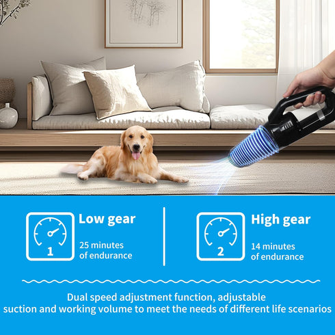 Portable Handheld Car Vacuum Cleaner, 15000PA Suction, High Power Mini Rechargeable Vacuum with LED Light,