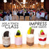 DLux Mini Dessert Cups 28 x 3 oz with Spoons, Clear Plastic Slanted Triangle Parfait Appetizer Cup - Small Reusable