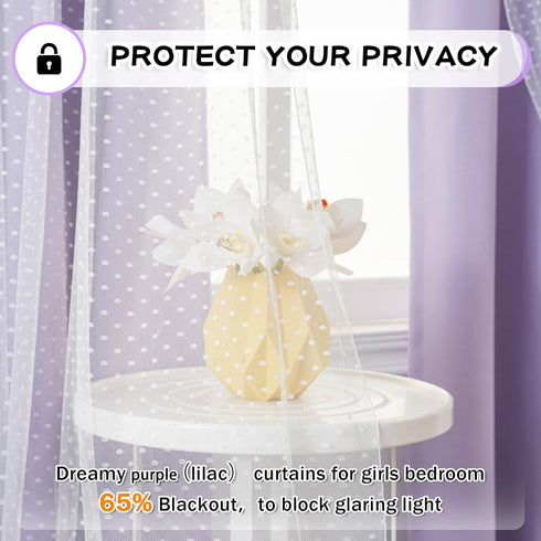 63 inch Grommet 52" 2 MYSKY HOME Lilac Blackout Short Curtains Long for Bedroom Girls & Nursery Kids Purple Lavender