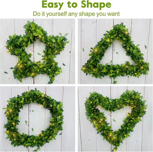 Battery Operated Vine String Lights, 33 Ft 100 LED Warm White Light with Green Vine for Indoor Outdoor Decor