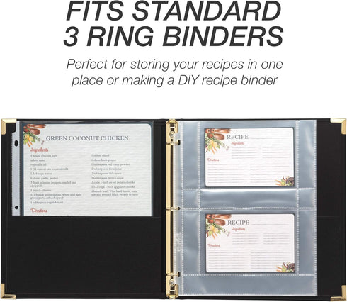 Samsill Recipe Card Page Protectors for 8.5 x 11 Recipe Binder, 4 x 6 Pockets, 2 Pockets, 50 Count, Recipe Book Pocket Page Refill Sheets, Side Margin Loading, for 8.5 x 11 Standard 3 Ring Binders