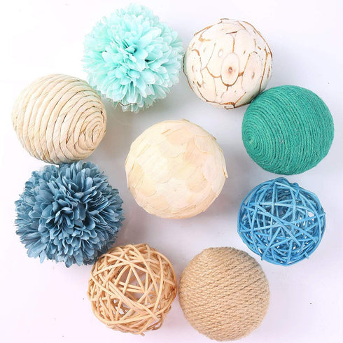 9pcs 3.5 Inch Fall Decorative Ball Orb Rattan Woven Orbs for Home Party Wedding Display Decor Props