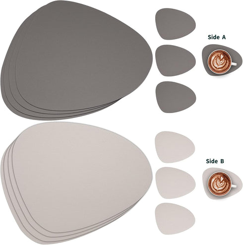 Set 6 Set 6) Myir JUN Placemats, Dual-Sided Placemats Waterproof Faux Leather Placemats of Place Mats and Coasters