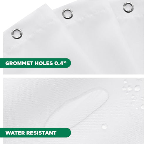 Biscaynebay Hotel Quality Fabric Shower Curtain Liners, 72" X 72", White Water Resistant with Rust Resistant Grommets