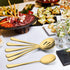 LIANYU 2 Gold Serving Spoons, 2 Gold Slotted Spoons, 2 Gold Forks, 8 3/4 Inch Set for Catering