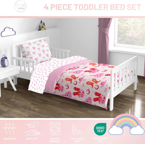 Set Cozy Set 4 Jay Franco Kids Comforter Includes Sheets and Pillow Covers - Soft and Bed for Stylish Room Decor, Pink