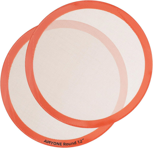 Round Silicone Baking Mats for 12 Inch Pizza Pan, Non-Stick Reusable Liner for Rolling/Cooling Rack