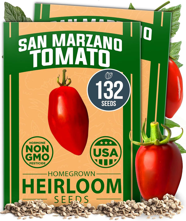HOME GROWN San Marzano Tomato Seeds 132+ Heirloom Non-GMO Seeds for Planting,