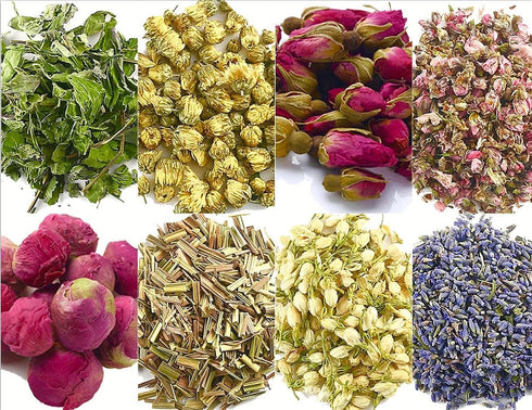 Dried Flowers and Herbs Accessories Decorations 8 Bags Set Dry Flowers Essential