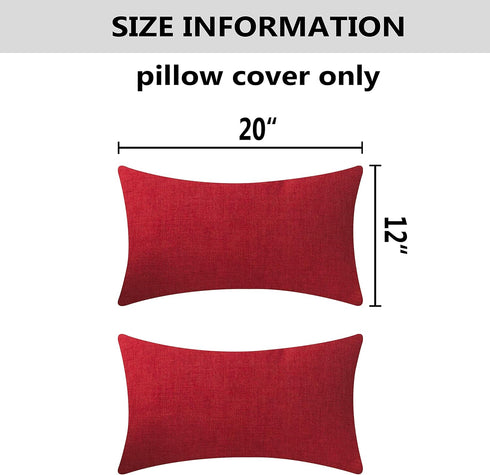 Home Brilliant 12x20 Lumbar Pillow Covers, Dark Red Cushion Covers for Kids Room, 2 Pack, Burgundy Linen