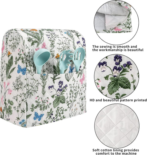 Stand Mixer Cover Compatible with 5-8Qt Kitchenaid Hamilton Mixers - Floral and Plants Kitchen Decor, Pioneer Woman