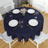FOLINS&HOME Navy Blue Round Tablecloth 48 Inch Waterproof Heavy Duty Wrinkle Free Polyester Fabric Table Cover for