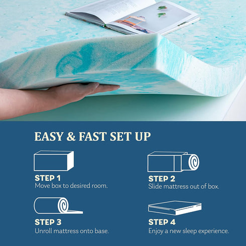 EGO Topper 2 Inch Twin Memory Foam Mattress Topper - Cooling Gel Foam for Pressure Relief, Ventilated Design Bed Topper