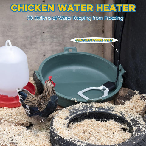 500W 50Gal Magoog Chicken Water Heater, Chicken Water Deicer for Plastic Waterer, Liverstock Water Heater, Cast