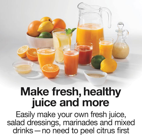 Proctor Silex Electric Citrus Juicer Machine, 34 oz., White and Green for Orange, Lemon, Grapefruit Juice (66340)