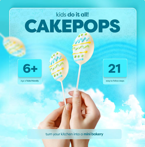 6-12 BAKETIVITY Kids Baking DIY Activity Kit - Egg Shape Vanilla Cake Pops Baking Kit with Pre-Measured Ingredients
