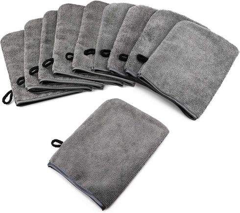 PHOGARY 10 Pack 68 inch Microfiber Body Wash Mitts, Soft Face Mitten, Bath Spa Cloth, Reusable Makeup Remover Mitt