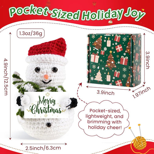 Merry Christmas Crochet Gifts for Women Men, Xmas Handmade Snowman for Family Friends, Funny Winter Christmas Stocking
