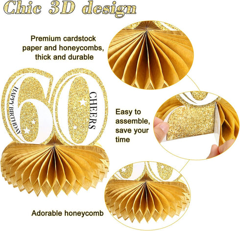 8 Piece 60th Birthday Decoration, Centerpieces and Table Toppers for Sixty Years Party Favors