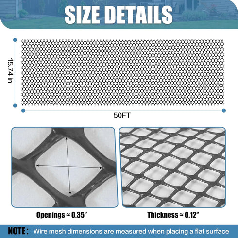 DBHXXMB-HH 15.7in 50ft Plastic Pet & Garden Fence - Black X Roll Multi-Use Decorative Chicken Wire Fencing for Poultry