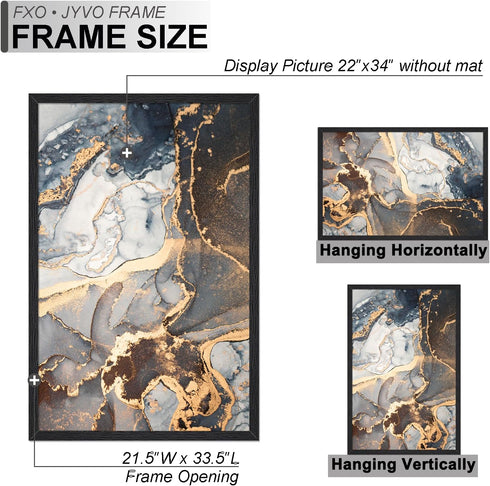 22x34 22 34 Inch 22 34 1 Pack/Black/22 x34 Fxojyvo Engineered Wood Frame, Black Picture Frame for x Poster Puzzle