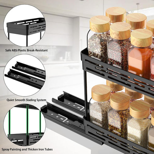 DABIGE 3 Packs Need:12'' Highx11'' Deepx5'' 10 2 Pull Out Spice Rack Organizer for Cabinet, Slide Out Spice Racks