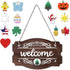Jetec Interchangeable Seasonal Welcome Sign, Rustic Wood Wall Hanging Outdoor Decor for Holidays (Brown)