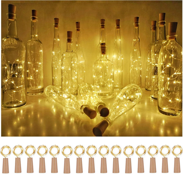 Wine Bottle Cork Lights 15Pack, 10 LED/40 Inches Battery Operated Copper Wire Fairy Mini String Lights