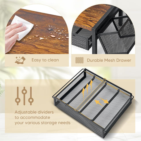 4 Countertop DGWJSU Tea Bag Organizer, Wood Tea Organizer and Storage Cheast, Tea Bag Holder with Storage Drawer, Hooks