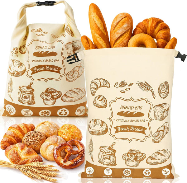 Reusable Bread Bags for Homemade Bread, 16"x12.5" Sourdough Bags with Foodgrade TPU