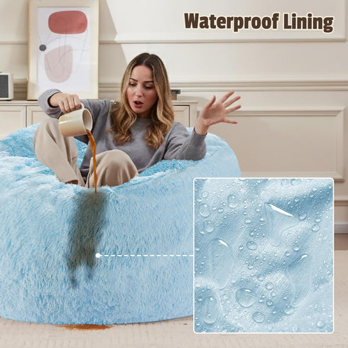 38"x40" Bean Bag Cover (No Filler), Soft Faux Fur Stuffed Animal Bean Bag Storage, Fluffy Plush Bean Bag Chair Cover