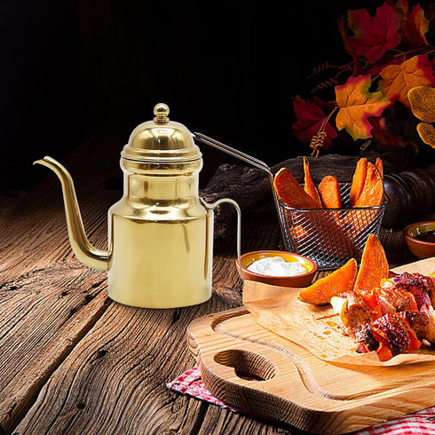 15oz Gold Stainless Steel Olive Oil & Vinegar Dispenser with Non-Slip Handle