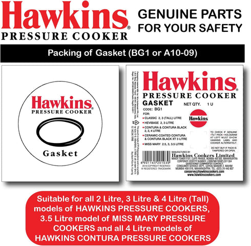 Hawkins A10-09 Gasket Sealing Ring for Pressure Cookers, Black, 2 to 4-Liter