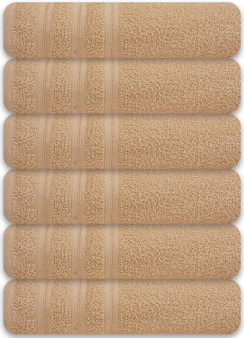 Cinara Bed & Bath Large Bath Towels Set of 6 24" x 50" 100% Cotton Terry