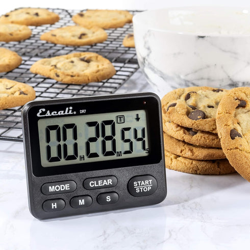 Escali Extra Loud Display Digital Kitchen Timer with Clock Mode, Magnetic Back, Recall Timer