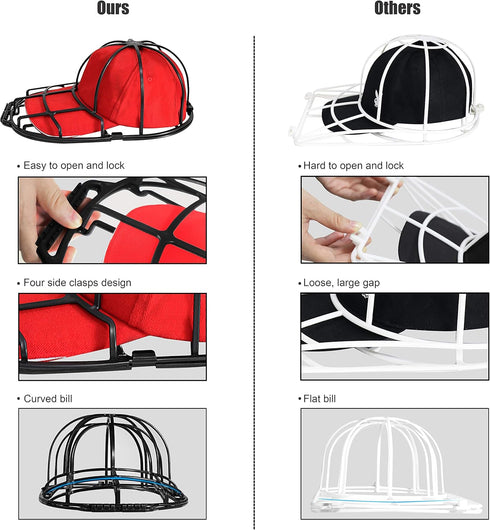 Hat Washer Cage, Hat Cleaner for Adult and Kids Hats, Ideal for Baseball Caps, Safe for Dishwasher, 3-Pack