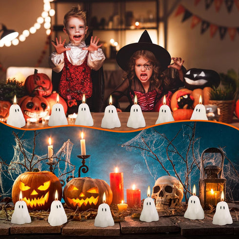 EBaokuup 10 2'' 1.6'' PCS X Halloween Ghost Candles, Ghost Shaped Decor Candles, Fun Face Spooky Burning Candle
