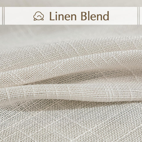 FMFUNCTEX Side Light Linen Texture Semi Sheer Narrow French Door Panels - 24 Inch x 72 Inch, 2 Panels