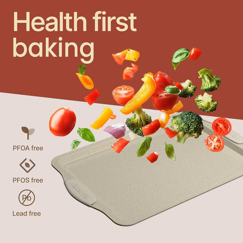 Set Commercial (450 Set 10 BAKKEN Kitchen Oven Baking Pans - Nonstick Gray Coating, Carbon Steel Bakeware with White