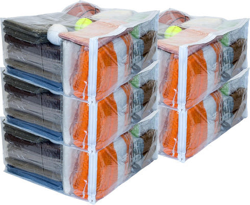Set of 5 Clear Vinyl Zippered Storage Bags, 24 x 20 x 11 Inch