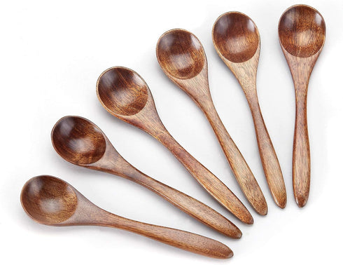 Sevensun Small Wooden Teaspoon - 6pcs Serving Wooden Utensils for Cooking, Daily Use