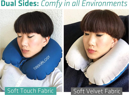 TREKOLOGY Inflatable Neck Pillow for Travel, Ergonomic Design for Comfort and Support