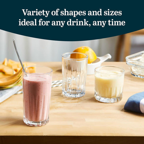 Libbey Brockton Tumbler Set, Juice and Rocks Glasses, Clear, 8 Elegant Dishwasher Safe Barware