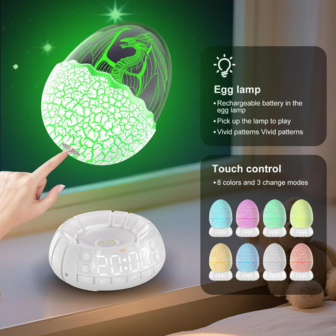 MTDYHY 2th 20 Generation Dragon Egg Digital Clock Ok to Wake Up Alarm Clock with Night Light / Lullaby White