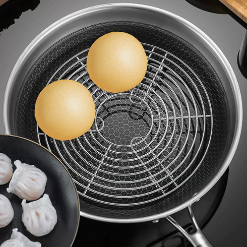 Round Steamer Rack and Cooling Rack - Stainless Steel Pot Trivet, Cooking Rack for Baking, Canning, Steaming